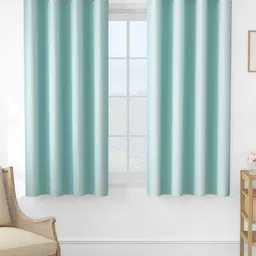 Story@home Turquoise Blue & White Set of 2 Room Darkening Window Curtain-image-86