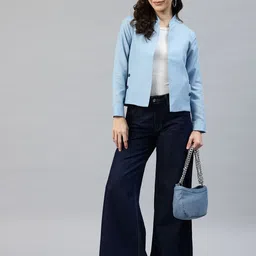 Cottinfab Mandarin Collar Lightweight Open Front Jacket image 2