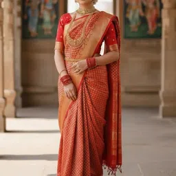 Bindi Fashion Woven Design Zari Silk Blend Handloom Banarasi Saree-picture-54