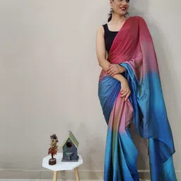 V3 FASHION STUDIO Ombre Satin Ready to Wear Jamdani Saree-picture-32