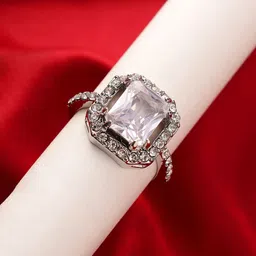 KACY Silver-Plated CZ Studded Finger Ring-picture-15