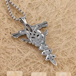 rappersshop Cross Pendant with Stainless Steel Box Chain – Timeless Faith & Style ?? Sterling Silver Zircon Stainless Steel Pendant Set image 3