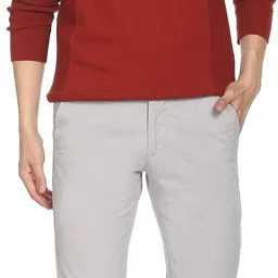 arrow sport Men Slim Fit Grey Pure Cotton Trousers image 4