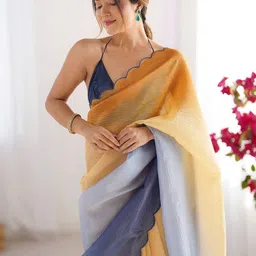 Anouk Scallop Border Pure Chiffon Saree-picture-42