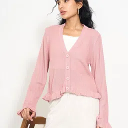 AKKRITI BY PANTALOONS Women Ribbed Cardigan-image-33