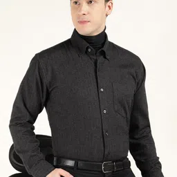 Hancock Men Solid Self Design Pure Cotton Slim Fit Formal Shirt-picture-14