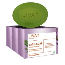 Jiva Set Of 3 Ayurveda Basil Soap For Anti Pimple 100 g Each-image-19