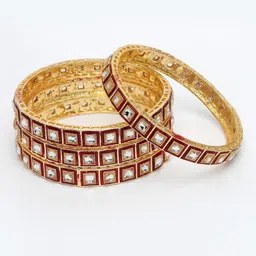 Anouk Set Of 4 Gold-Plated Kundan-Studded Traditional Bangles image 3