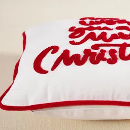 Ratan Cart White & Red Embroidered Square Cushion Covers image 4