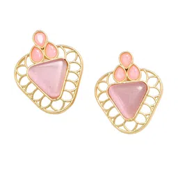 Ozanoo Floral Gold-Plated Studs Earrings image 3