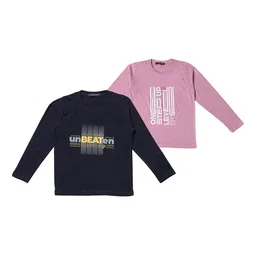 NeuVin Kids Pack Of 2 Typography Printed Round Neck T-shirts-picture-24