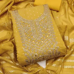 LeeliPeeri Designer Floral Embroidered Chanderi Silk Butti Unstitched Dress Material-picture-15