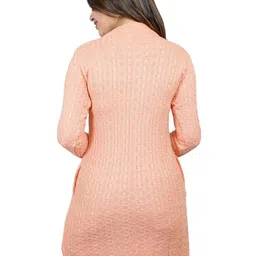 Ogarti Women Round Neck Cable Knit Longline Long Sleeves Cardigan image 2