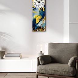 OLIVE TREE Blue & Yellow Printed Wooden Wall Clock-picture-2
