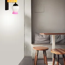 1ST TIME Pink & White Textured Wood Contemporary Abstract Shaped Shaped Wall Lamp image 4