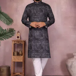 RKTOYSANS Men Ethnic Motifs Printed Regular Pure Cotton Kurta with Churidar-picture-24