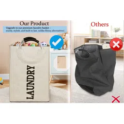 Stylista Beige Durable & Foldable Laundry Bag with metallic Handle image 5