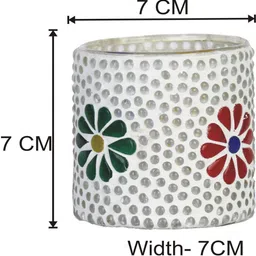 Somil Vibrant Multicolor Glass Candle Holder Add A Touch Of Magic To Diwali, Parties & Candlelight Dinners, Size-7 X 7 X 7 Cm Pack OF 2 image 4