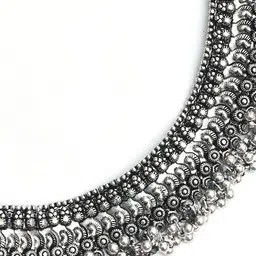 JOHARKAMAL Silver-Plated Oxidised Anklets image 5