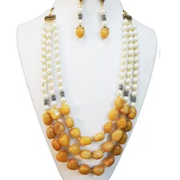 Jaya Vision Jewelry Women Gemstone Yellow Aventurine Tumble Necklace and Earrings-picture-29