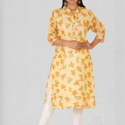 PARTH SY FASHION Women Yellow Blended Straight Kurtas-image-54