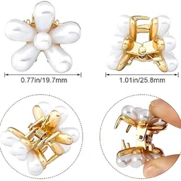 alamodey Set of 6 Pearl Flower Mini Hair Claw Clips image 4