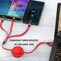 LOPAZ Power Sharing Cable 1 m 3-in-1 Multiple charging cable Compatible Phone/Type C/Micro USB image 4