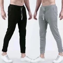 kash Pack of 2 Men Solid Black, Grey Track Pants-picture-25