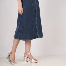 aksha creation Women Self Design Flared Dark Blue Skirt image 3