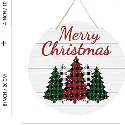 craftam MDF Merry Christmas Wall Hanging Round Decor Board (8 inch) Hanging Ornaments Pack of 1 image 2