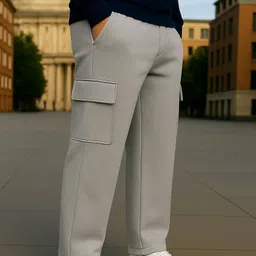 vishalknitwears Men Solid Silver Track Pants image 2