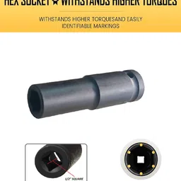 4mech 1/2" Drive 12 MM Heavy Duty Deep Impact Hex Socket Set image 2