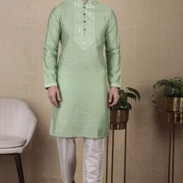 koshin Men Embellished, Embroidered Jacquard Straight Kurta-picture-14
