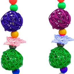 Bird Toys Parrot Swing Toy with Colorful Bell and Pet Bird Cage Hammock Hanging Chew Toys for Small Parakeets Cockatiels, Conures, Macaws, Lovebirds, Finches 2pcs Wooden, Cotton Chew Toy, Perch For Bird-image-39