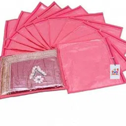 PremStore Non woven single saree cover set of 12 With Transparent Top And Zip For Lehenga Cotton Laundry Bag image 3