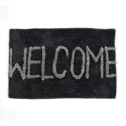 fine tex world Welcome Grey Microfiber 24x16 Inches Bath Mat image 2