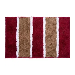 aazeem Brown and Maroon Striped Polyester Blend 21x13 Inches Antiskid Bath Mat (2Pcs) image 3