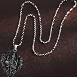 M Men Style Rhodium-Plated Contemporary Pendants with Chains image 4