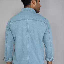 LINARIA Men Lightweight Solid Regular Fit Denim Jacket image 4