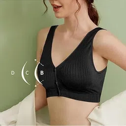 Eleg & Stilance Women Black Maternity Feeding Lightly Padded Front-Open Nursing Cotton Bra image 4