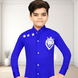 BAESD Boys Classic Regular Fit Band Collar Graphic Printed Cotton Casual Shirt-picture-49