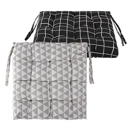 Kuber Industries Black & Grey 2 Pieces Checked Cushion Chair Pads image 2