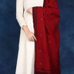 Exotic India Shawl From Kutch With Woolen Embroidered Flowers And Mirrors image 5