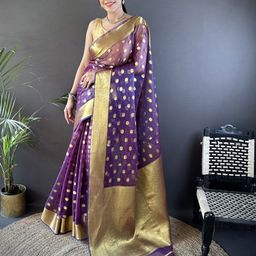 Mitera Woven Design Zari Saree With Unstitched Blouse Piece-picture-13