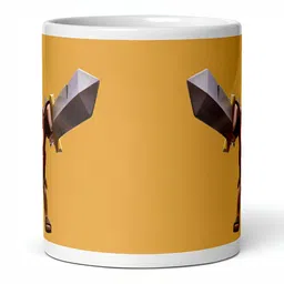 Mr UVD White & Yellow Graphic Printed Ceramic Glossy Mug 350 ml image 5
