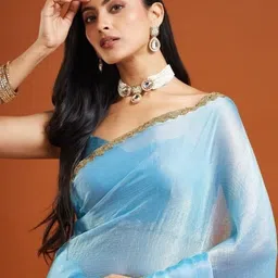 LOROFY Beads and Stones Chanderi Saree image 4