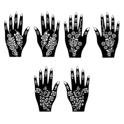 VOORKOMS Set Of 3 Mehndi Stencil Sticker Designs With Detailed Floral & Leaf image 4