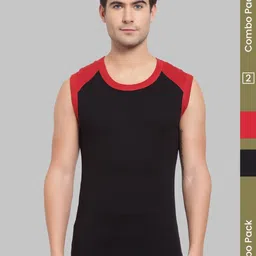 MACHO Pack Of 2 Combed Cotton Assorted Gym Vests-picture-10