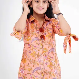 DMP FASHION Girls Floral Print Cotton Shirt Style Top-picture-17