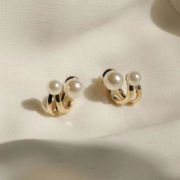 PolluxCraft Gold-Plated Pearls Beaded Circular Studs-picture-10